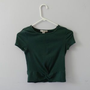 Forest green ribbed crop top